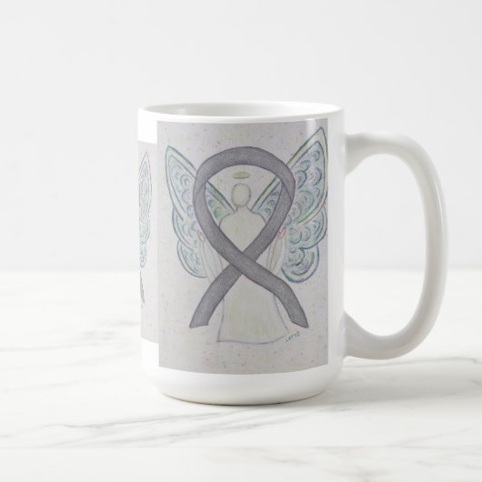 Silver Awareness Ribbon Angel Art Mok (Rechts)