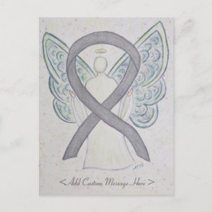Silver Awareness Ribbon Angel Custom Briefkaart