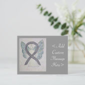 Silver Awareness Ribbon Angel Custom Briefkaart (Staand voorkant)