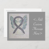 Silver Awareness Ribbon Angel Custom Briefkaart (Voorkant / Achterkant)
