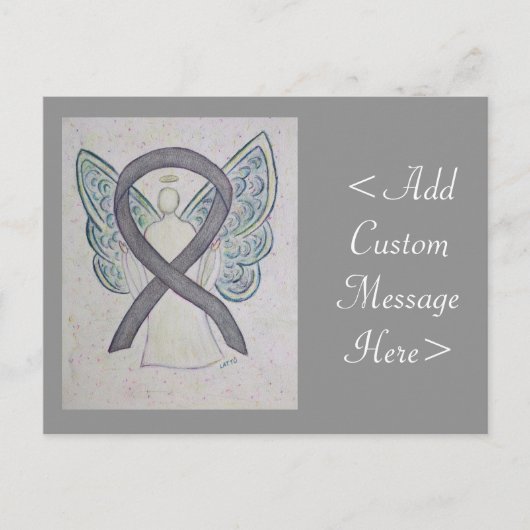Silver Awareness Ribbon Angel Custom Briefkaart (Voorkant)