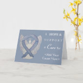 Silver Awareness Ribbon Angel Custom Wenskaart Kaart (Gele Bloem)