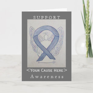 Silver Awareness Ribbon Angel Gepersonaliseerd Car Kaart