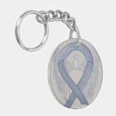 Silver Awareness Ribbon Angel Gepersonaliseerd Key Sleutelhanger (Voorkant Links)