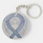 Silver Awareness Ribbon Angel Gepersonaliseerd Key Sleutelhanger (Achterkant)