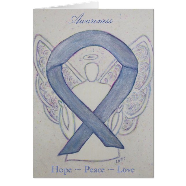 Silver Awareness Ribbon Angel Wenskaart (Voorkant)