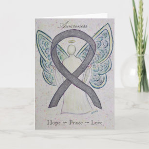 Silver Awareness Ribbon Angel Wenskaart Feestdagen Kaart