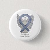 Silver Awareness Ribbon Custom Angel Buttonnen Ronde Button 3,2 Cm (Voorkant)