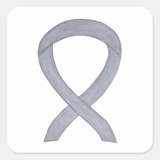 Silver Awareness Ribbon Custom Decline Stickers (Voorkant)