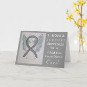 Silver Awareness Ribbon Custom Want Angel-kaarten Kaart (Gele Bloem)