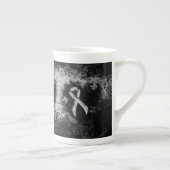 Silver Awareness Ribbon Grunge Heart Porselein Kop (Rechts)