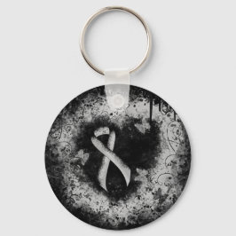 Silver Awareness Ribbon Grunge Heart Sleutelhanger