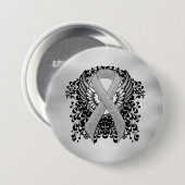 Silver Awareness Ribbon met Wings Ronde Button 7,6 Cm (Voorkant /achterkant)