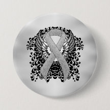 Silver Awareness Ribbon met Wings