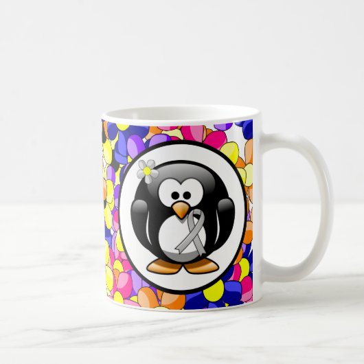 Silver Awareness Ribbon Penguin Koffiemok (Rechts)