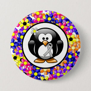 Silver Awareness Ribbon Penguin Ronde Button 7,6 Cm