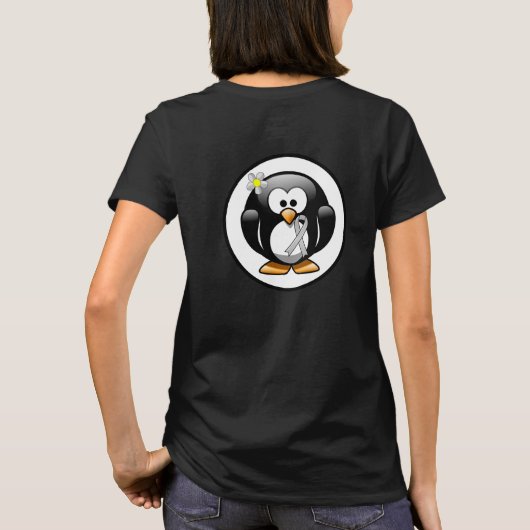 Silver Awareness Ribbon Penguin T-shirt (Achterkant)