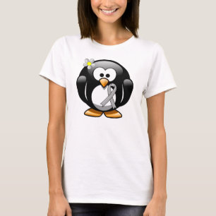 Silver Awareness Ribbon Penguin T-shirt