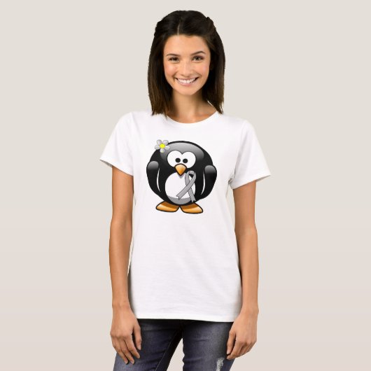 Silver Awareness Ribbon Penguin T-shirt (Voorkant volledig)