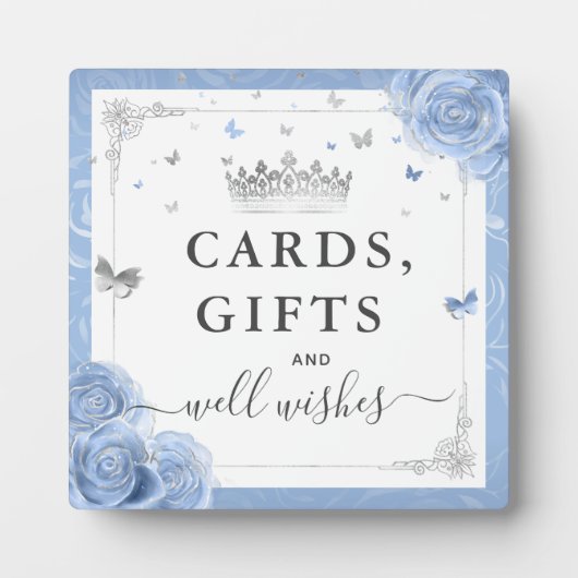Silver Baby Blue Rozen Kaarten Gifts and Well Wish Fotoplaat (Voorkant)