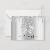Silver Baby shower Girl Boy Gift Kaart Notitiekaartje (Achterkant)