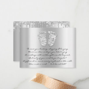 Silver Baby shower Girl Boy Gift Kaart Notitiekaartje