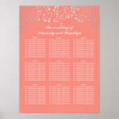 Silver Baby's Breath Coral Wedding Seating Chart Poster (Voorkant)