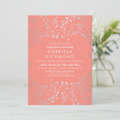 Silver Baby's Breath Elegant Coral Baby shower Kaart (Staand voorkant)