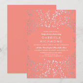 Silver Baby's Breath Elegant Coral Baby shower Kaart (Voorkant / Achterkant)