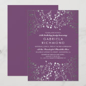 Silver Baby's Breath Elegant Plum Verjaardagsfeest Kaart (Voorkant / Achterkant)