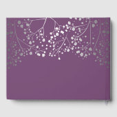 Silver Baby's Breath Floral Elegant Plum Paarse Gastenboek (Achterkant)