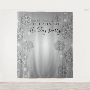 Silver Backdrop Corporate Holiday Winter Wandkleed