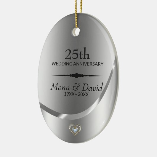 Silver Background en Black Divider Keramisch Ornament (Links)