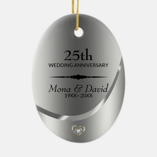 Silver Background en Black Divider Keramisch Ornament (Achterkant)