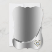 Silver Background en Diamond Heart-Save the Date Kaart (Achterkant)