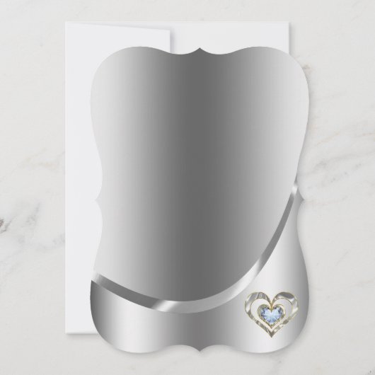 Silver Background en Diamond Heart-Save the Date Kaart (Achterkant)