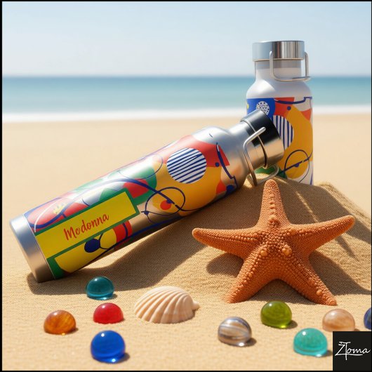 Silver Background Primary Color Abstract Shapes Waterfles