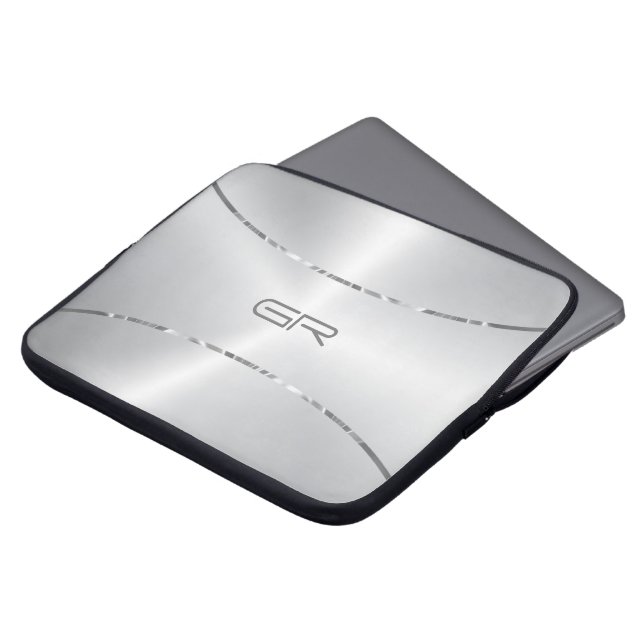 Silver Background strepen accent Laptop-hoes Laptop Sleeve (Voorkant top)