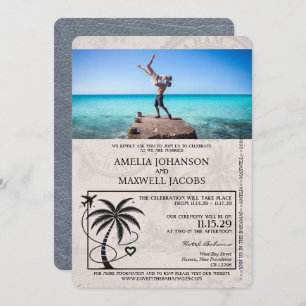 Silver Bahamas Passport Wedding Invitation Kaart
