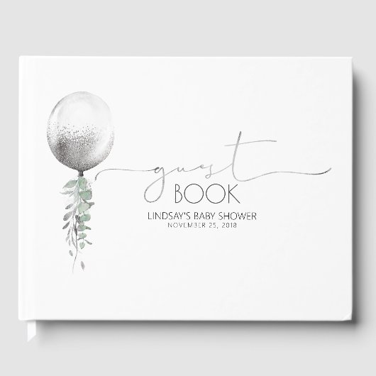 Silver Balloon Garland Baby shower Gastenboek (Voorkant)