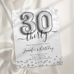 Silver Balloon Glitter 30th Birthday Party Invite Flyer<br><div class="desc">Elegant 30th Birthday Party Silver Ballon Glitter nodigt sjabloon uit. Geweldige verjaardagsfeestjes voor mannen en vrouwen.</div>