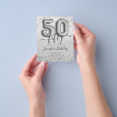 Silver Balloon Glitter 50th Birthday Party Invite Flyer (Hand)