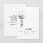 Silver Balloon Greenery Baby shower Bedankt (Voorkant / Achterkant)