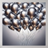 Silver Balloons AI Art Poster (Voorkant)