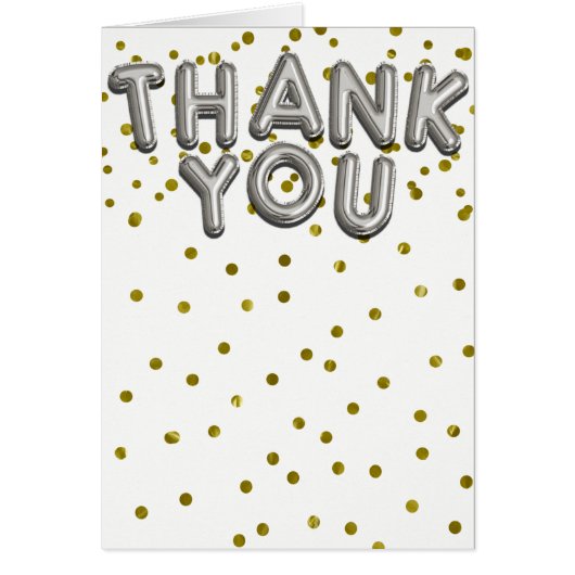 Silver Balloons Confetti Dot Modern Thank You Card (Voorkant)