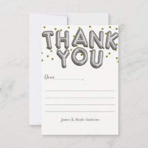 Silver Balloons Confetti Dot Modern Thank You Card Bedankkaart