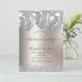 Silver Balloons Diamonds Retirement Party Kaart (Staand voorkant)