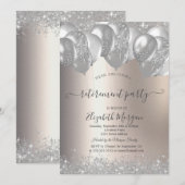 Silver Balloons Diamonds Retirement Party Kaart (Voorkant / Achterkant)