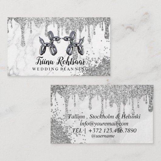 Silver Balloons Event Weddenschappen Planning Busi Visitekaartje (Voorkant / Achterkant)