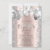 Silver Balloons Glitter Confetti Baby shower Kaart (Voorkant)